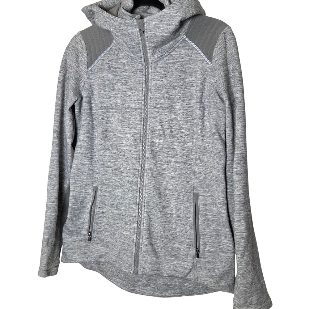 Athleta gray womens full zip hooded jacket size Medium